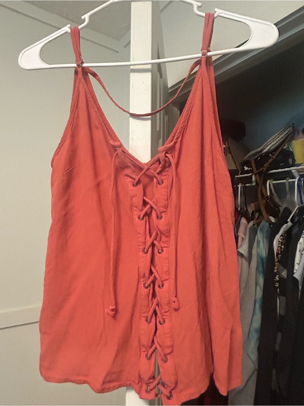 Windsor Coral Lace-Up Front Cami